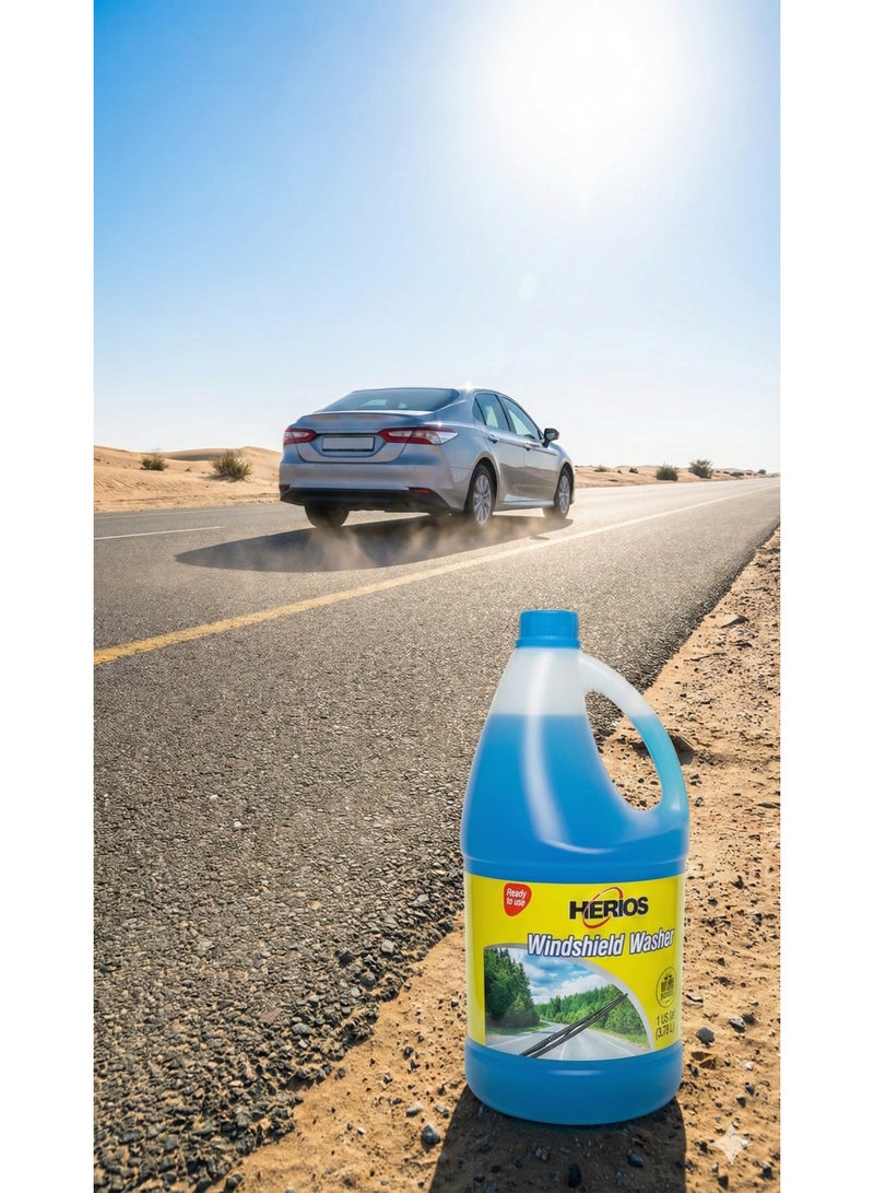 HERIOS Windshield Washer Fluid 1 US Gallon (3.78L) with 10 Pieces Microfiber Cleaning Cloth, 40x30cm, Ready to Use - Image 2